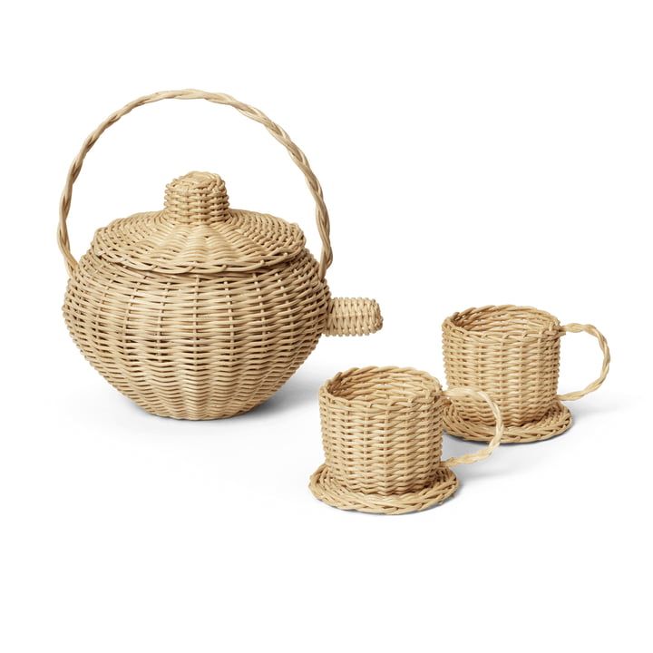 Rattan tea set, natural by ferm Living