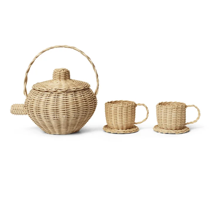 Rattan tea set, natural by Ferm Living