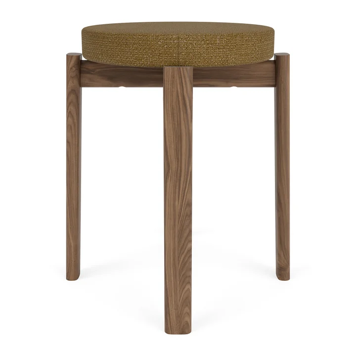 Passage Stool, walnut / gold (fabric Audo Bouclé 06) from Audo