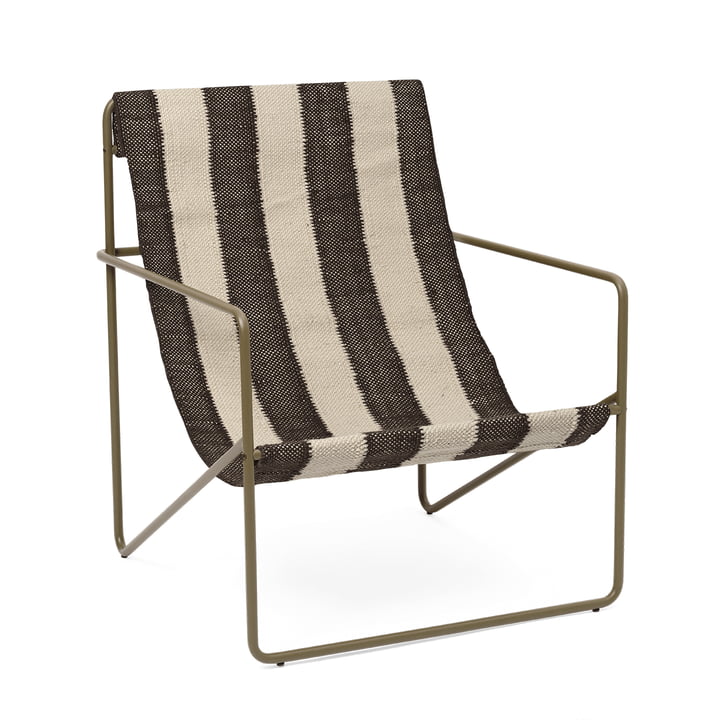 Desert Lounge Chair, olive / off-white, chocolate from ferm Living