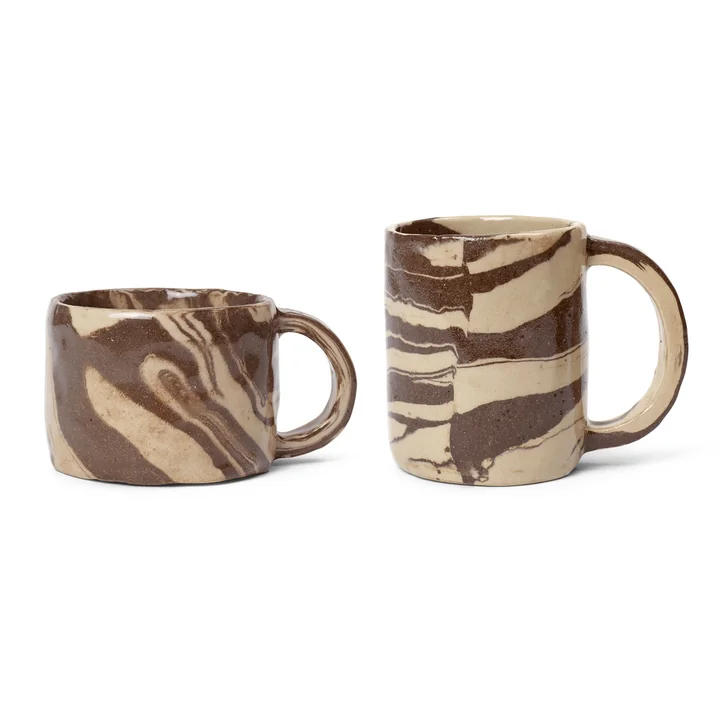 Ryu Mugs, sand / brown by Ferm Living