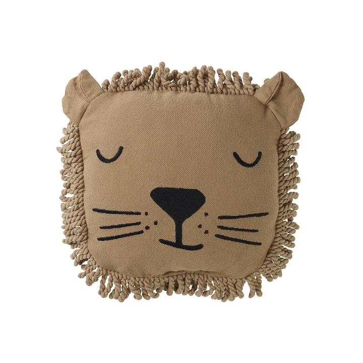 Nobodinoz - Lion cushion, 34 x 34 cm, sesame