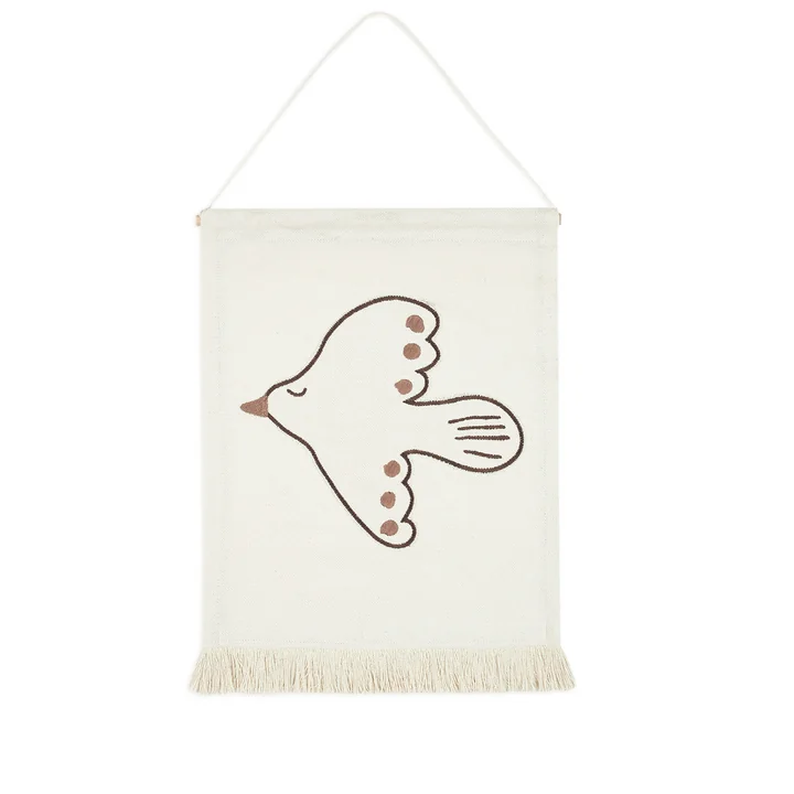 Nobodinoz - Tapestry, Bird, 32 x 45 cm, brown / natural