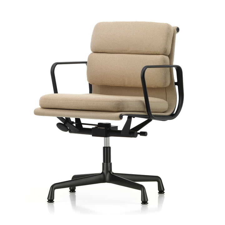 EA 231 Soft Pad Office chair with armrests deep black, swivel, Laser RE, papyrus / cream by Vitra