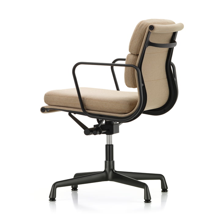 EA 231 Soft Pad Office chair with armrests deep black, swivel, Laser RE, papyrus / cream by Vitra