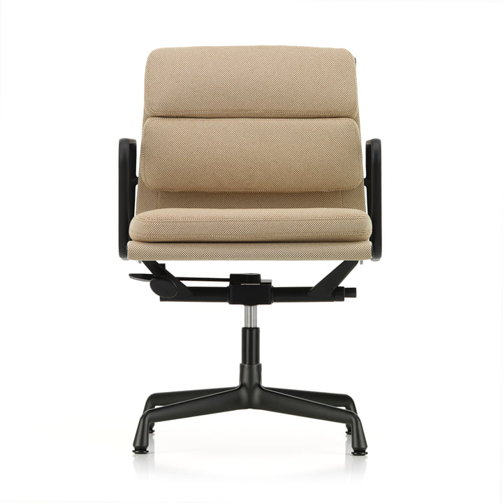 EA 231 Soft Pad Office chair with armrests deep black, swivel, Laser RE, papyrus / cream by Vitra