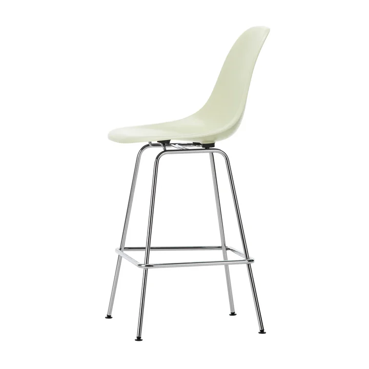 Eames Fiberglass Bar stool, medium, chrome-plated / parchment by Vitra