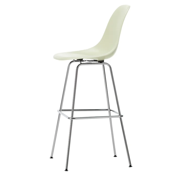 Eames Fiberglass Bar stool, high, chrome-plated / parchment by Vitra