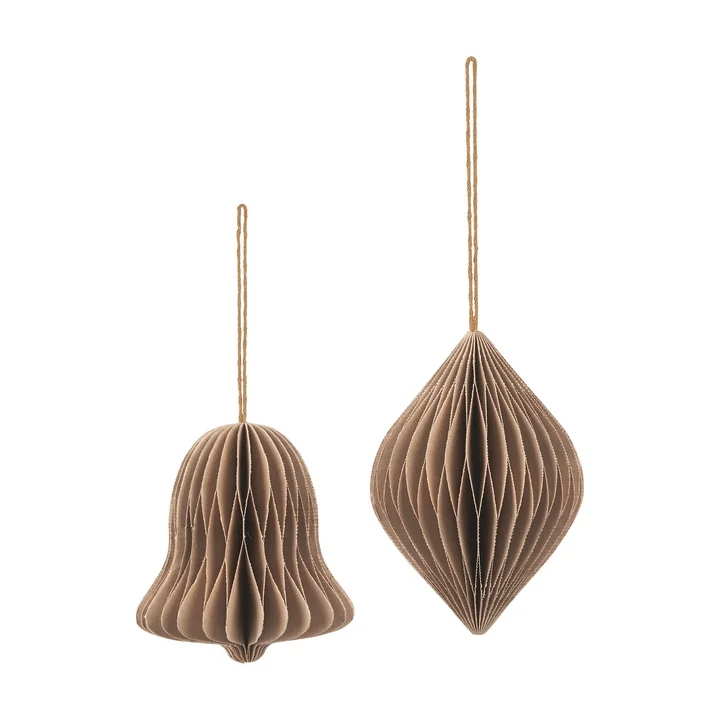 Chime Bell decorative pendant, Ø8 x H9 cm, Natural Brown (set of 2) by Broste Copenhagen