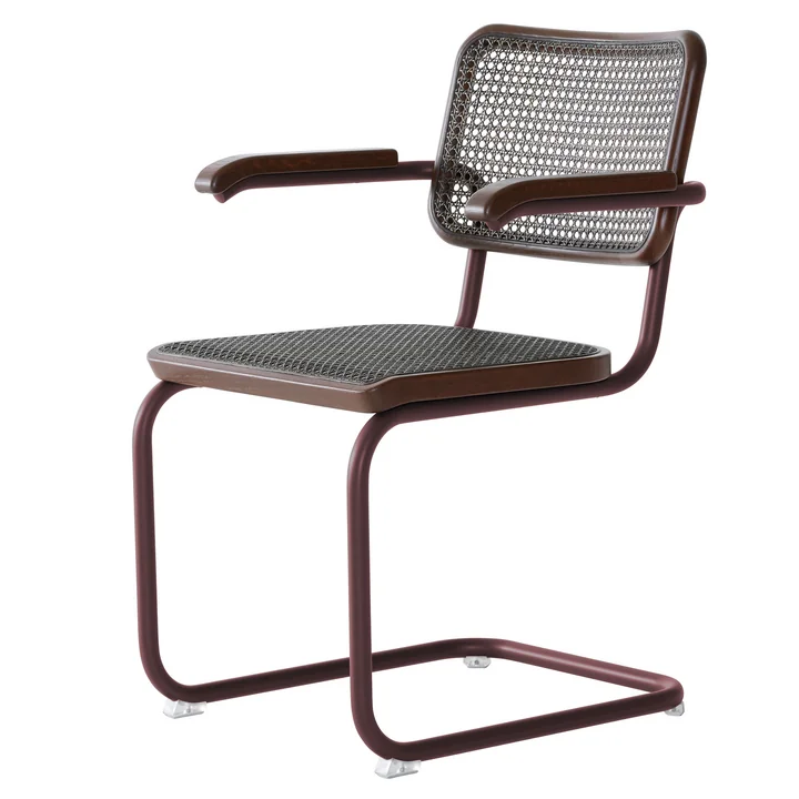 Thonet - S 64 V Armchair, Dark Melange wickerwork, chestnut