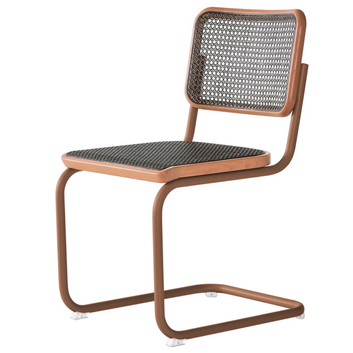 Thonet - S 32 V Chair, wickerwork Dark Melange, rosewood
