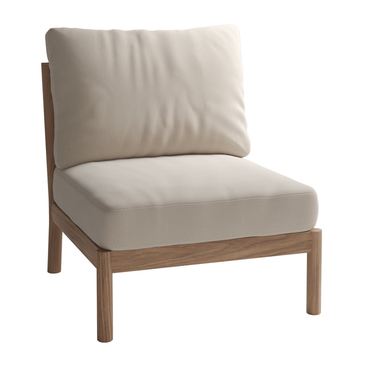 Skagerak Tradition Outdoor sofa center module, teak / light sand by Fritz Hansen