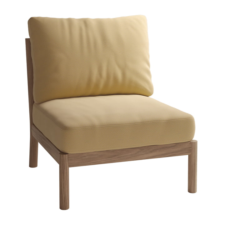 Skagerak Tradition Outdoor sofa center module, teak / honey yellow by Fritz Hansen