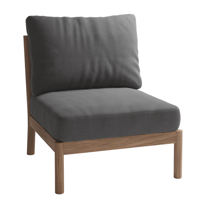 Skagerak Tradition Outdoor sofa center module, teak / charcoal by Fritz Hansen