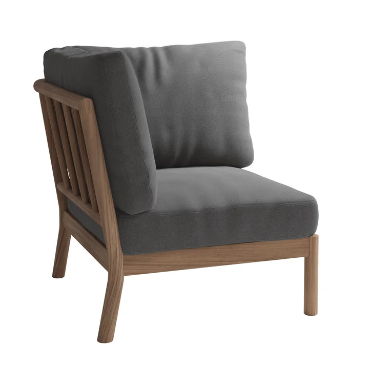 Skagerak Tradition Outdoor sofa corner module, teak / charcoal by Fritz Hansen