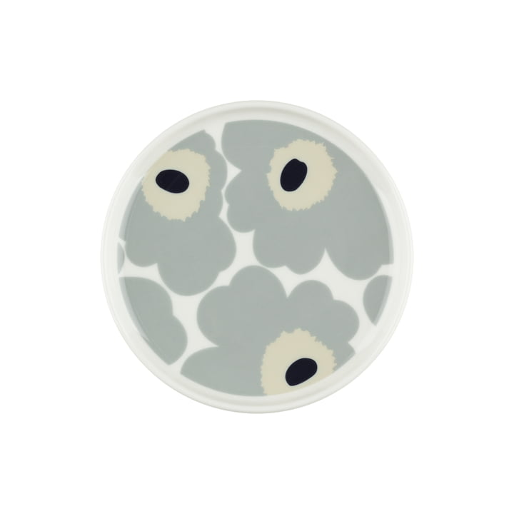 Marimekko - Oiva Unikko Plate, Ø 13.5 cm, white / light gray / sand / dark blue