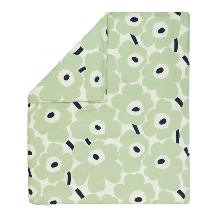 Marimekko - Unikko Comforter cover, 210 x 210 cm, off-white / sage / dark blue