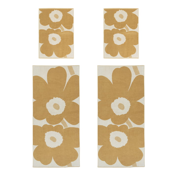 Marimekko - Unikko Towel & Bath towel set, off-white / straw (set of 4)