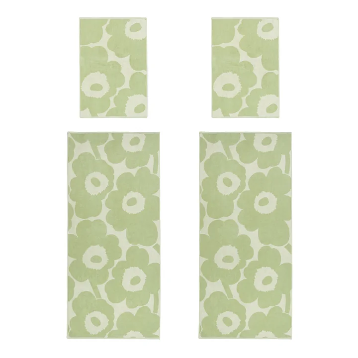Marimekko - Unikko Towel & Bath towel set, off-white / sage / dark blue (set of 4)