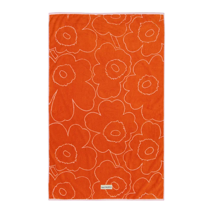 Piirto Unikko bath towel, 100 x 160 cm, burnt orange / pink by Marimekko