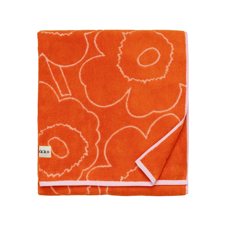 Piirto Unikko bath towel, 100 x 160 cm, burnt orange / pink by Marimekko