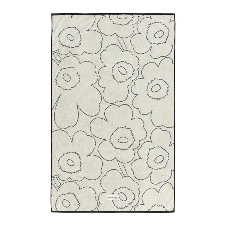 Piirto Unikko bath towel, 100 x 160 cm, ivory / black by Marimekko