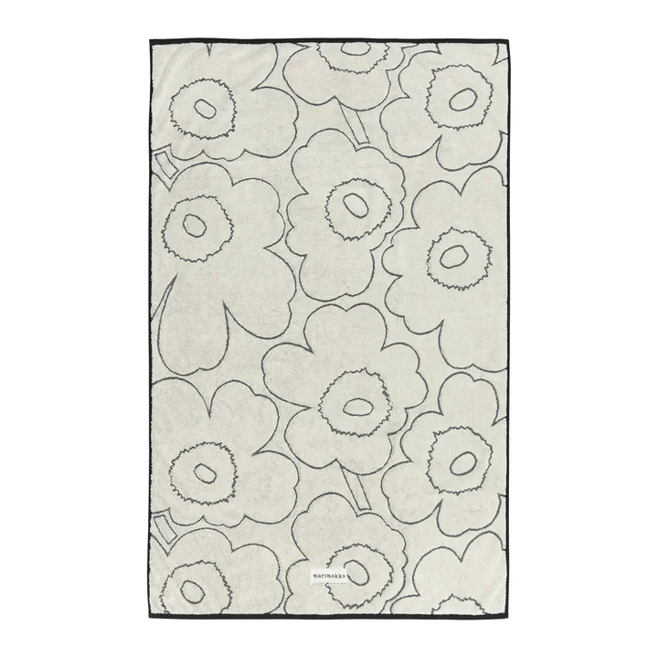 Piirto Unikko bath towel, 100 x 160 cm, ivory / black by Marimekko