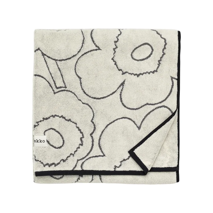 Piirto Unikko bath towel, 100 x 160 cm, ivory / black by Marimekko