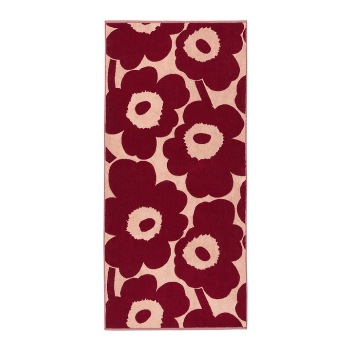 Marimekko - Unikko Bath towel, 70 x 150 cm, pink / dark cherry