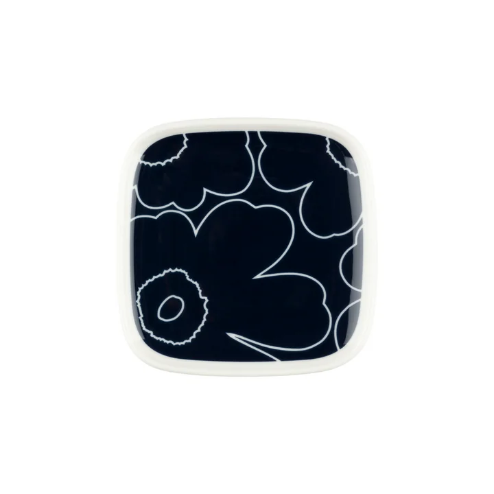 Oiva Piirto Unikko plate, 10 x 10 cm, white / dark blue by Marimekko