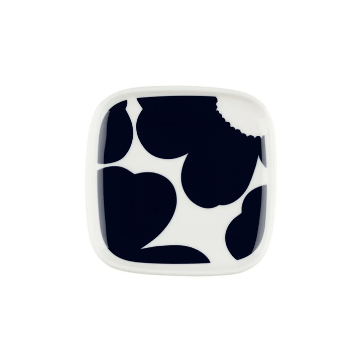 Marimekko - Oiva Iso Unikko Plate, 10 x 10 cm, white / dark blue