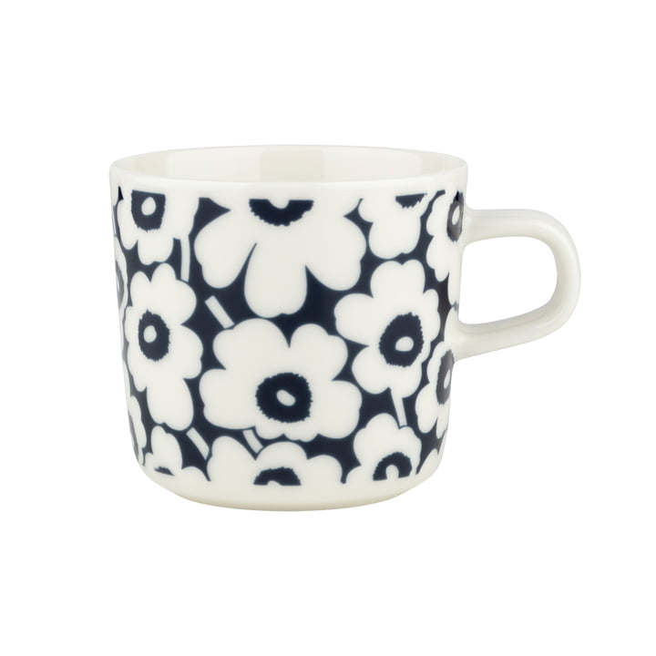 Marimekko - Oiva Pikkuinen Unikko mug with handle, 200 ml, dark blue / white