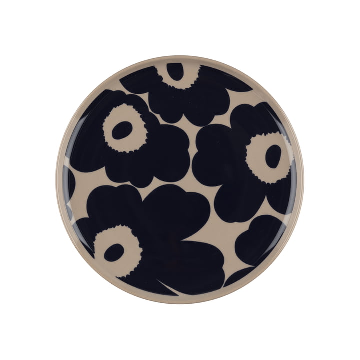 Marimekko - Oiva Unikko Plate, Ø 20 cm, terra / dark blue