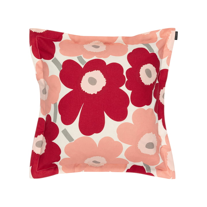 Marimekko - Pieni Unikko Cushion cover, 50 x 50 cm, cotton / dark cherry / rose