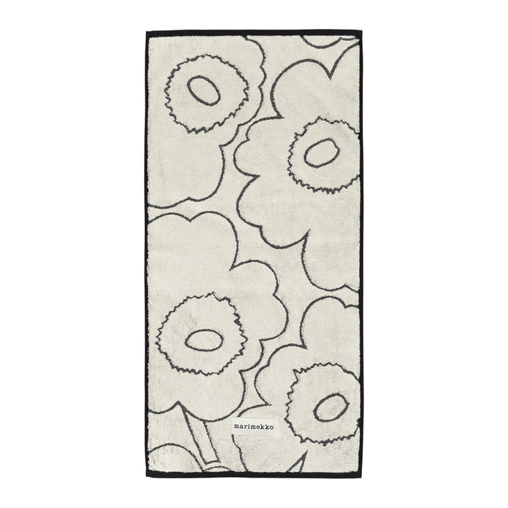 Piirto Unikko towel, 50 x 100 cm, ivory / black by Marimekko