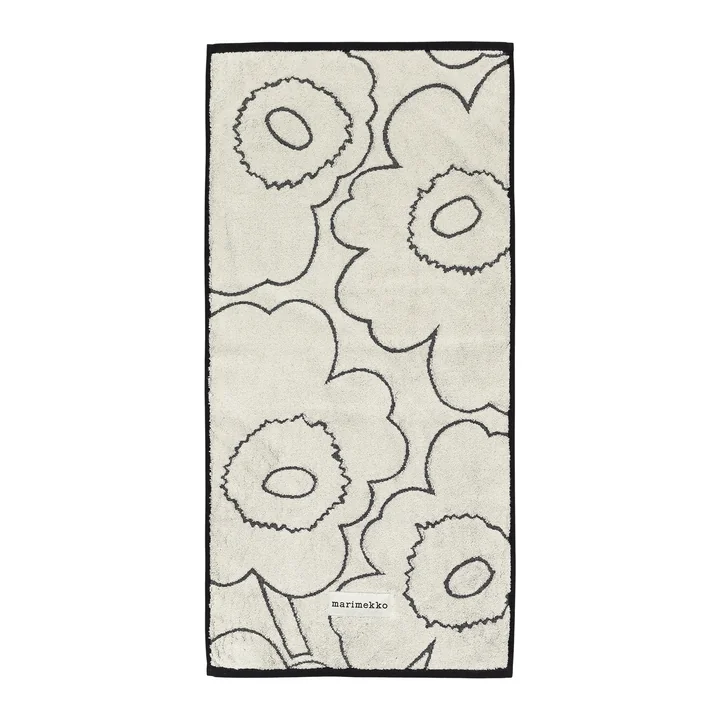 Piirto Unikko towel, 50 x 100 cm, ivory / black by Marimekko