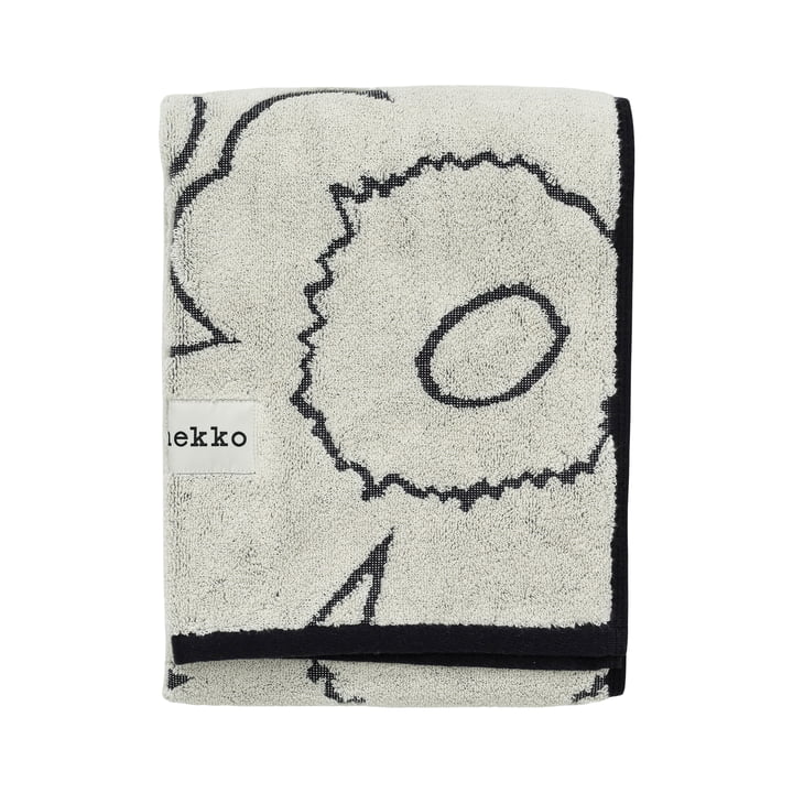 Piirto Unikko towel, 50 x 100 cm, ivory / black by Marimekko