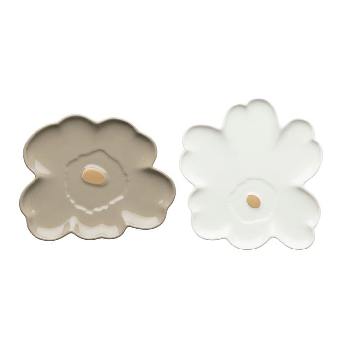 Marimekko - Unikko plate, Ø 13 cm, terra / white / gold (set of 2)