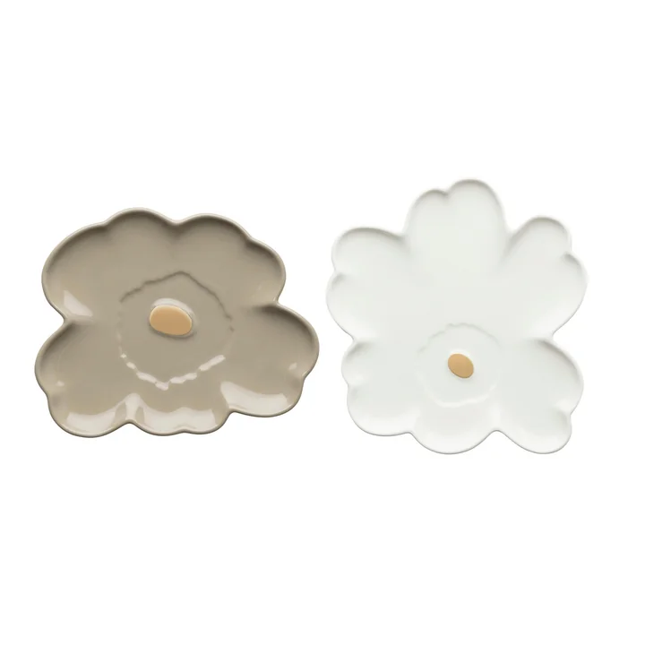 Marimekko - Unikko plate, Ø 13 cm, terra / white / gold (set of 2)