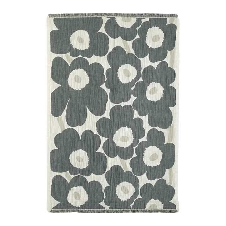 Unikko blanket, 150 x 220 cm, off-white / charcoal / sand by Marimekko