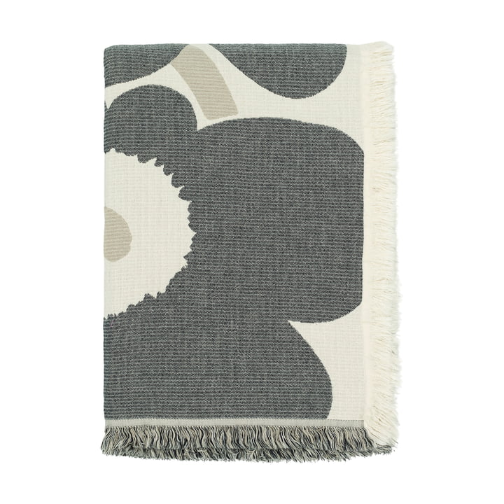 Unikko blanket, 150 x 220 cm, off-white / charcoal / sand by Marimekko