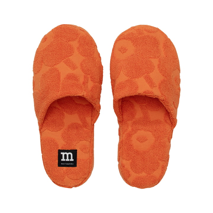 Mini Unikko slippers, burnt orange by Marimekko