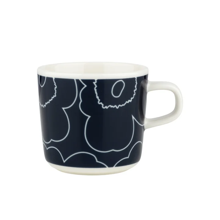 Oiva Piirto Unikko mug with handle, 200 ml, white / dark blue by Marimekko