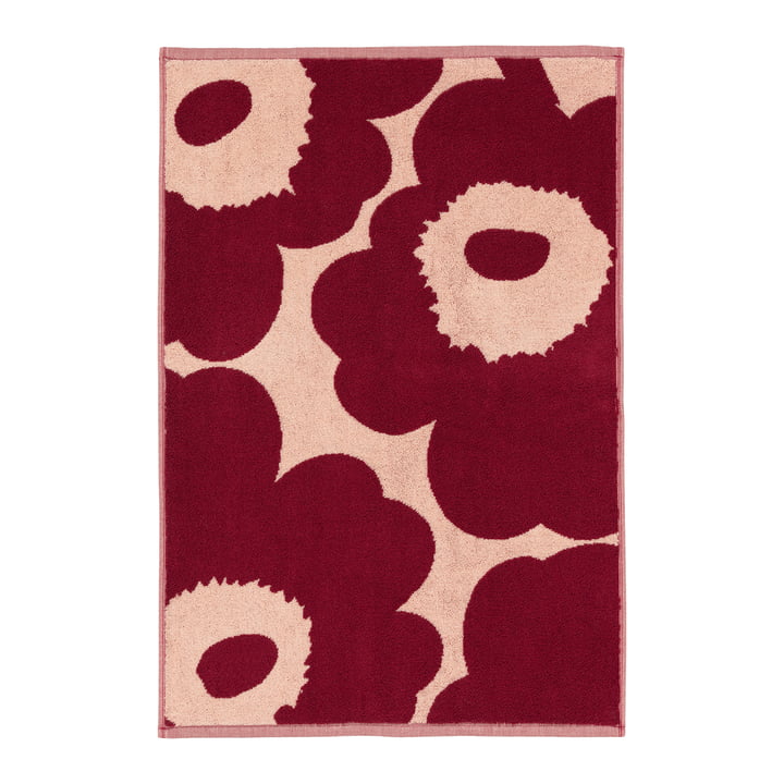 Marimekko - Unikko Towel, 50 x 70 cm, pink / dark cherry