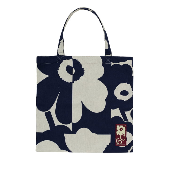 Unikko Kollaasi bag, linen / dark navy by Marimekko