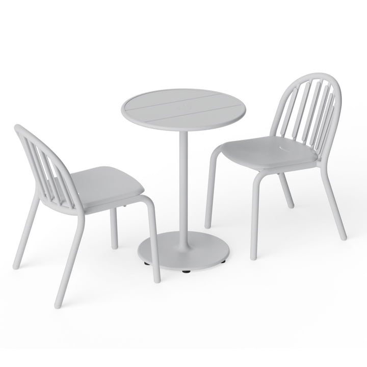 Fred's outdoor table Ø 60 cm + chair (set of 2), light gray (Exclusive Edition) by Fatboy