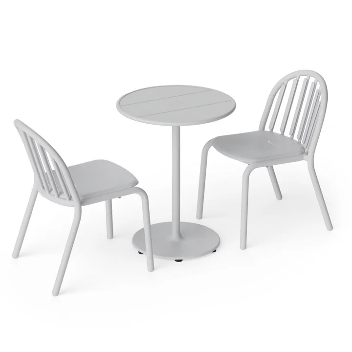 Fred's outdoor table Ø 60 cm + chair (set of 2), light gray (Exclusive Edition) by Fatboy