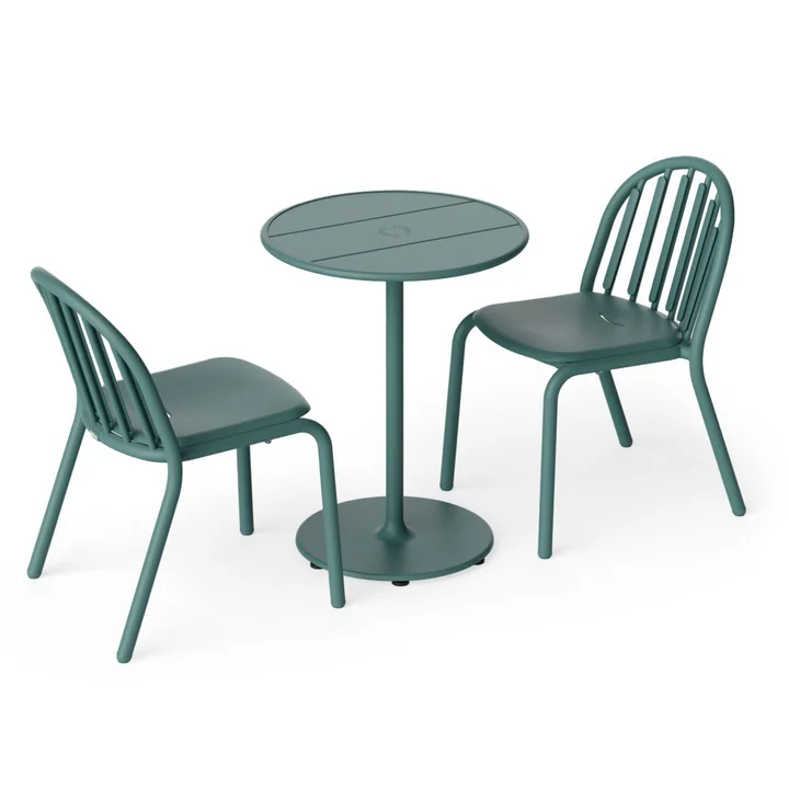 Fred's Outdoor table Ø 60 cm + chair (set of 2), sage green dark (Exclusive Edition) by Fatboy