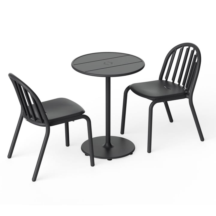 Fred's outdoor table Ø 60 cm + chair (set of 2), anthracite (Exclusive Edition) by Fatboy