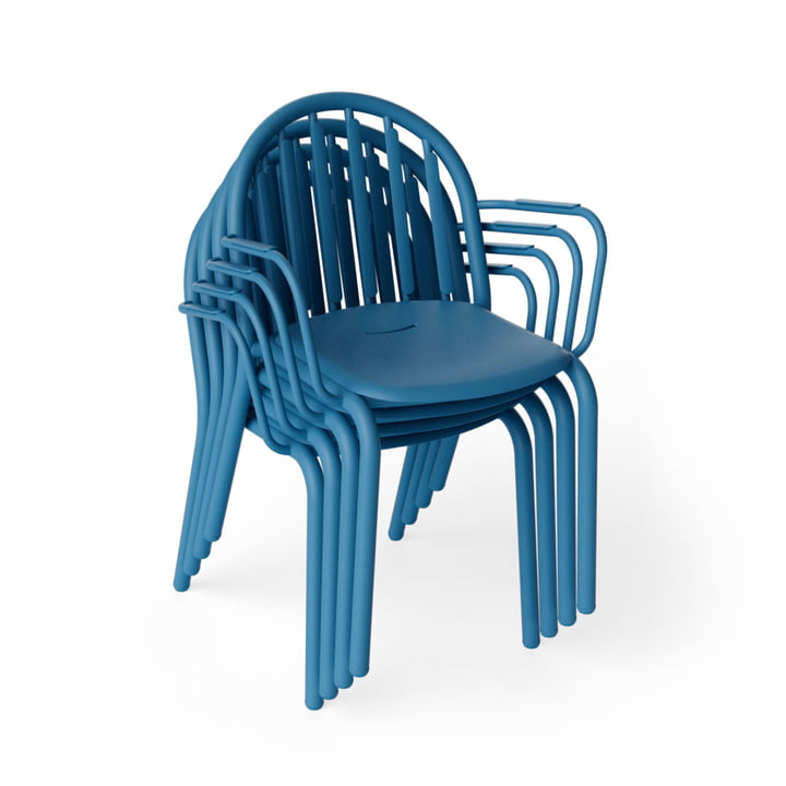 Fred's Outdoor armchair, wave blue (set of 4) (Exclusive Edition) by Fatboy
